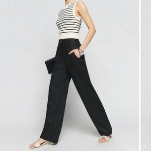 Reformation Mason Linen Pant Black - Size 2